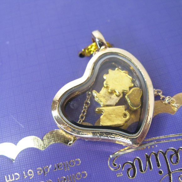 Emmeline Floating Charm Locket Pendant Necklace Tea Aunt 24" L - Picture 5 of 6